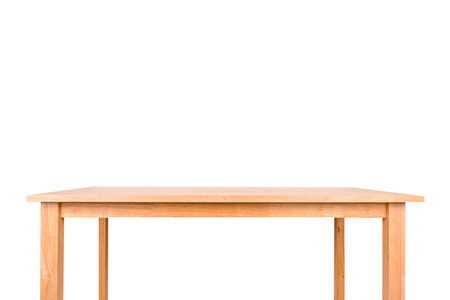 Empty wood table on white backgroundの写真素材
