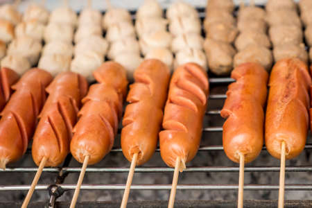 chicken sausages grillの写真素材