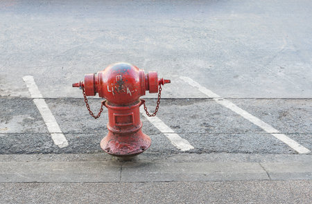 Red pipes or red fire hydrantの写真素材