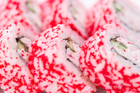 Japanese food restaurant, sushi maki gunkan roll plate or platter set. Sushi set and compositionの写真素材