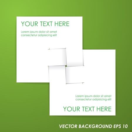 White paper on green background with impossible origamiのイラスト素材