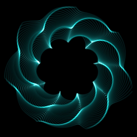flower spirograph pendulum photography on black backgroundの写真素材