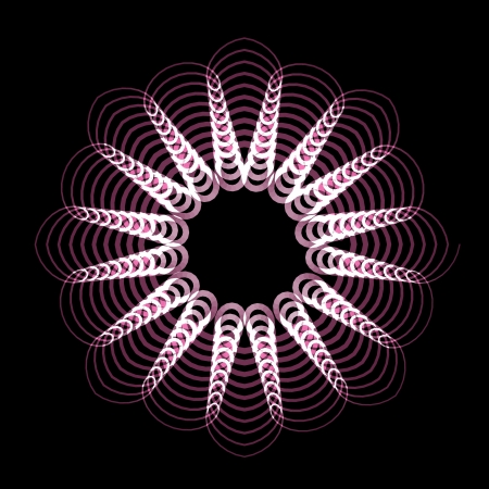 flower spirograph pendulum photography on black backgroundの写真素材