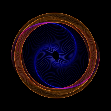 flower spirograph pendulum photography on black backgroundの写真素材