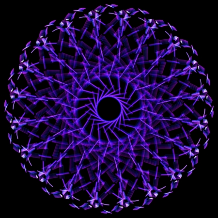 flower spirograph pendulum photography on black backgroundの写真素材