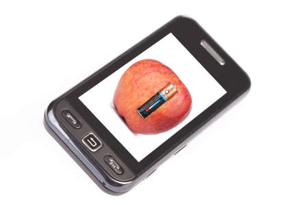 Touch screen telephone isolated on whiteの写真素材