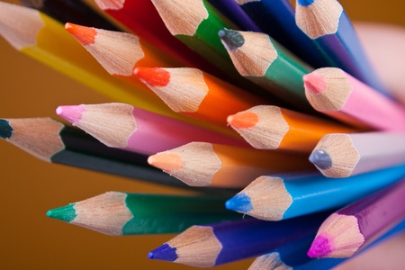 Pencils with rainbow coloursの写真素材