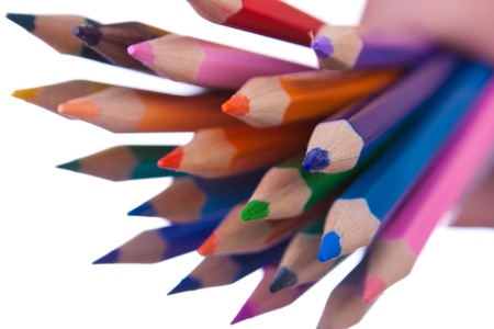 Pencils with rainbow colours. Artistic selective focus.の写真素材