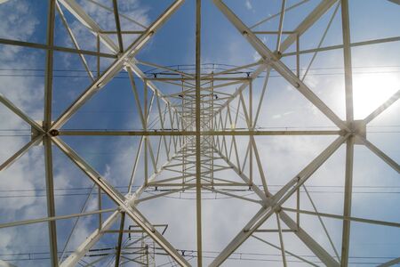 high voltage power linesの写真素材