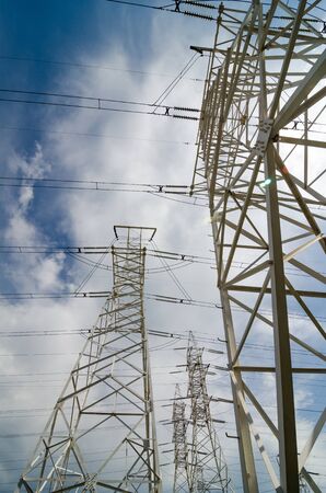 high voltage power linesの写真素材