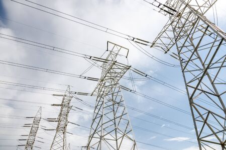 high voltage power linesの写真素材