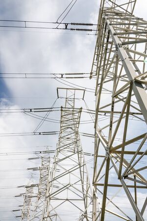 high voltage power linesの写真素材