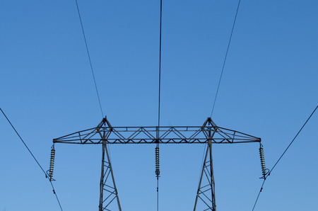 high-voltage power lineの写真素材