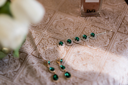 wedding emerald jewelry bridesmaidの写真素材