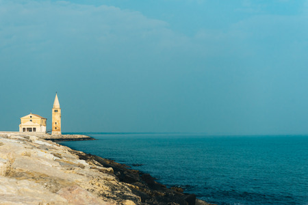 Church of Our Lady of the Angel on the beach of Caorle Italy, Santuario della Madonna dell'Angeloの写真素材