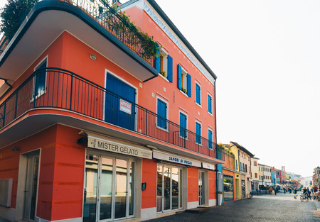 Tourist district of the old provincial town of Caorle in Italy on the Adriatic coastのeditorial素材