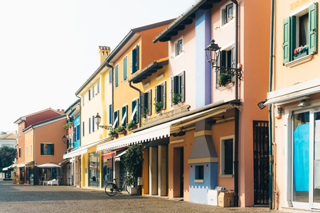 Tourist district of the old provincial town of Caorle in Italy on the Adriatic coastのeditorial素材