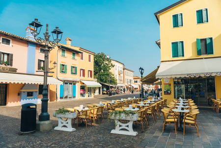 Tourist district of the old provincial town of Caorle in Italy on the Adriatic coastのeditorial素材