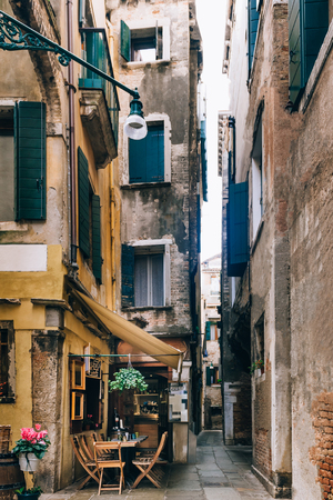 tourist routes of the old Venice streets of Italyの写真素材
