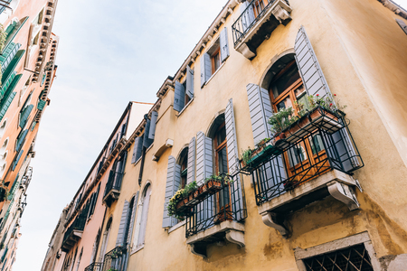 tourist routes of the old Venice streets of Italyの写真素材