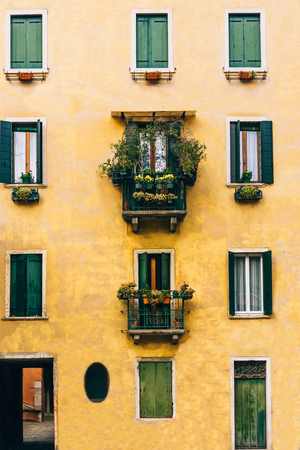 tourist routes of the old Venice streets of Italyの写真素材