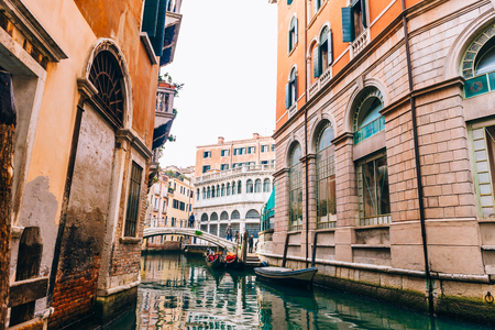 narrow streets and canals of Venice Italyのeditorial素材