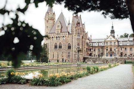 old Polish castle in the village of mosznaのeditorial素材