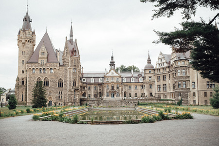 old Polish castle in the village of mosznaのeditorial素材