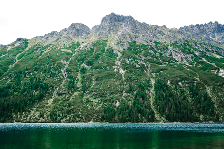 alpine lake sea eye in summer in Polandの写真素材