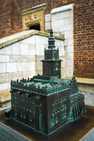 bronze cast miniature attractions and architecture of Krakow in Polandのeditorial素材