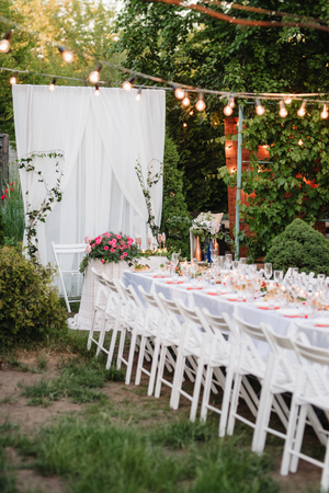 Banquet hall for weddings, banquet hall decoration, atmospheric decorの写真素材
