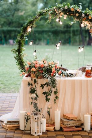 Banquet hall for weddings, banquet hall decoration, atmospheric decorの写真素材
