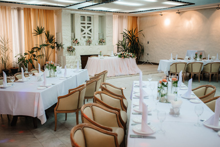Banquet hall for weddings, banquet hall decoration, atmospheric decorの写真素材