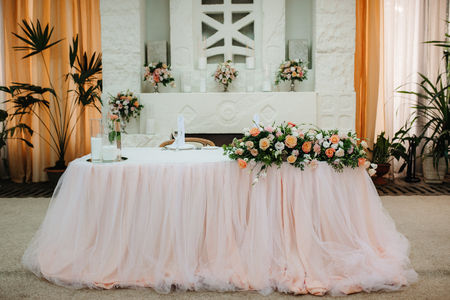 Banquet hall for weddings, banquet hall decoration, atmospheric decorの写真素材