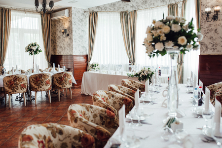 Banquet hall for weddings, banquet hall decoration, atmospheric decorの写真素材
