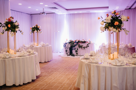 Banquet hall for weddings, banquet hall decoration, atmospheric decorの写真素材
