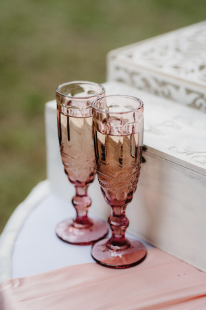 wedding glasses for wine and champagne from crystalの写真素材