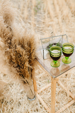 wedding glasses for wine and champagne from crystalの写真素材