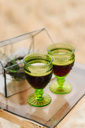 wedding glasses for wine and champagne from crystalの写真素材