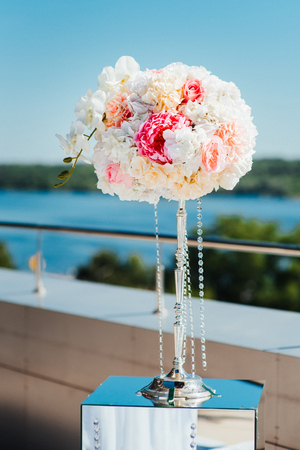 wedding ceremony area, arch chairs decorの写真素材