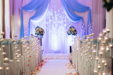 wedding ceremony area, arch chairs decorの写真素材