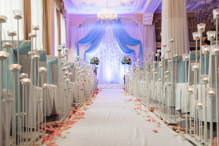 wedding ceremony area, arch chairs decorの写真素材