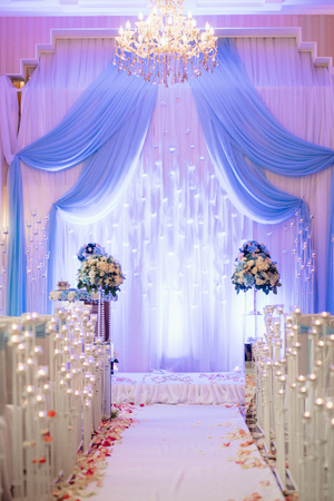 wedding ceremony area, arch chairs decorの写真素材