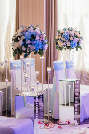 wedding ceremony area, arch chairs decorの写真素材