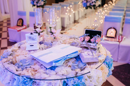 wedding ceremony area, arch chairs decorの写真素材