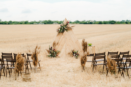 wedding ceremony area, arch chairs decorの写真素材