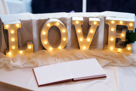 guest book of wishes for newlywedsの写真素材