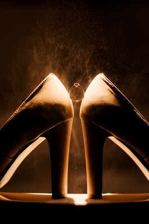 wedding shoes of the bride, beautiful fashionの写真素材