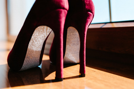 wedding shoes of the bride, beautiful fashionの写真素材