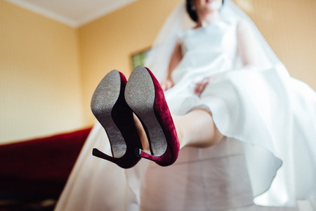 wedding shoes of the bride, beautiful fashionの写真素材